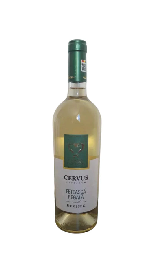 Cervus Cepturum Feteasca Regala demi-sec Romanian white wine bottle with green cap