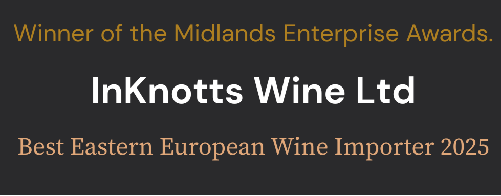 InKnotts Wine Ltd award certificate for Best Eastern European Wine Importer 2025 on a black background