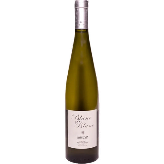 Wine bottle labeled 'Blanc de Blanc' on a white background